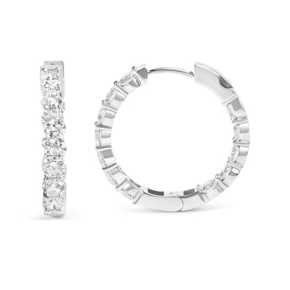 14K White Gold 5.00 Cttw Lab-Grown Diamond Inside Out Hoop Earrings  DestGlow