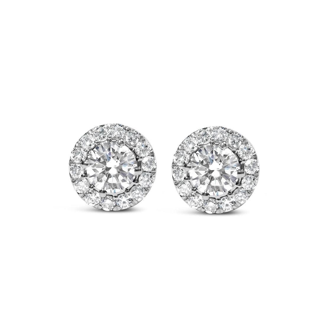 14K White Gold 3.0 Cttw Lab-Grown Diamond Hidden Halo Stud Earrings - DestGlow
