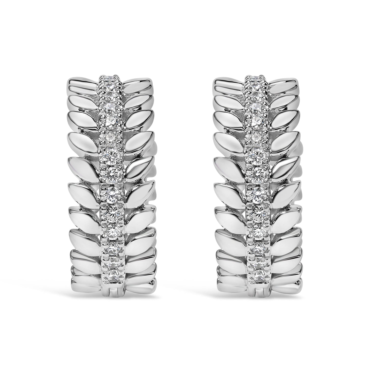 14K White Gold 1/4 Cttw Lab Grown Diamond Leafy Wreath Hoop Earrings (F-G Color, VS1-VS2 Clarity) by Bids.com