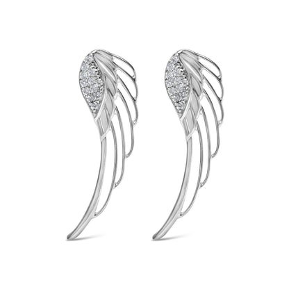 14K White Gold 1/4 Cttw Lab Grown Diamond Angel Wing Stud Earrings (F-G Color, VS1-VS2 Clarity) by Bids.com