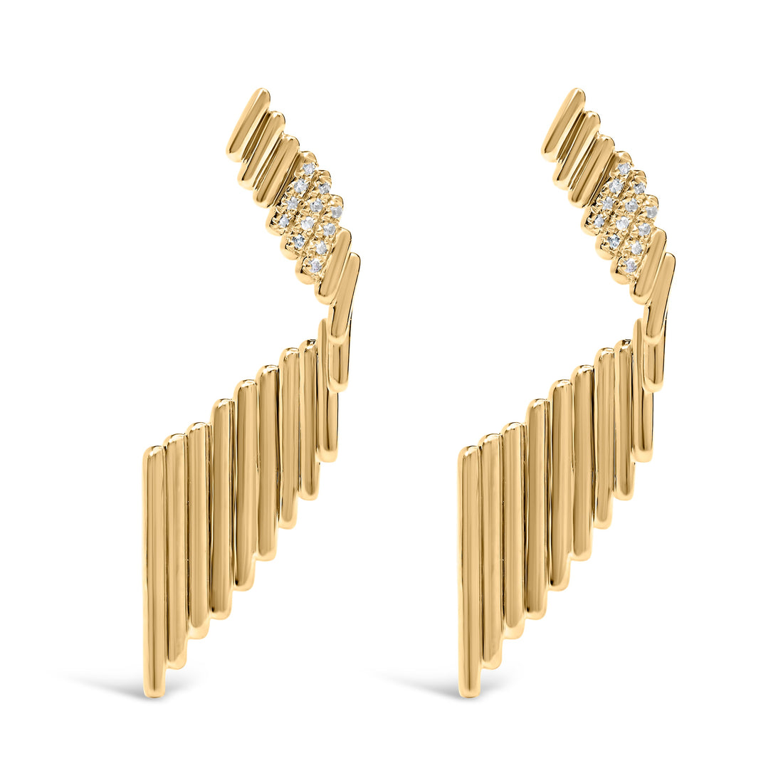 14K Yellow Gold Plated .925 Sterling Silver Sculpted Diamond Accent Drop Earrings (H-I Color, I1-I2 Clarity) by Bids.com