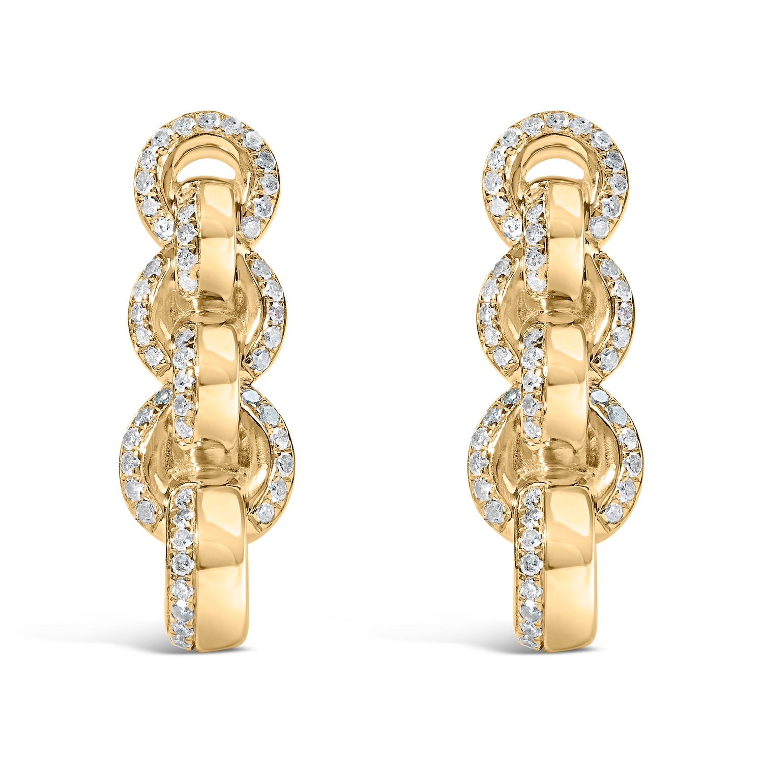 14K Yellow Gold Plated .925 Sterling Silver 1/2 Cttw Diamond Chain Link Drop Earrings (H-I Color, I1-I2 Clarity) by Bids.com