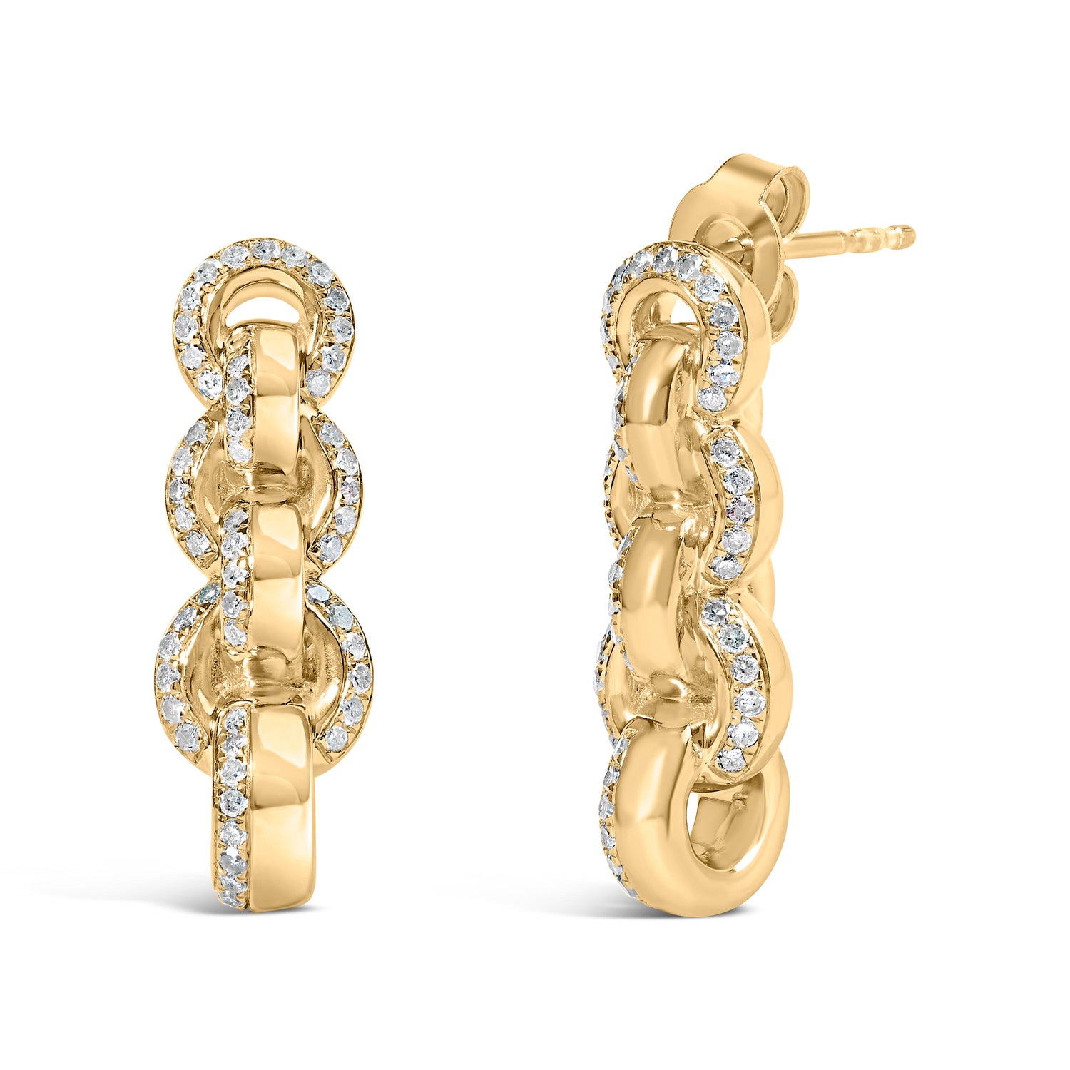 14K Yellow Gold Plated .925 Sterling Silver 1/2 Cttw Diamond Chain Link Drop Earrings (H-I Color, I1-I2 Clarity) by Bids.com