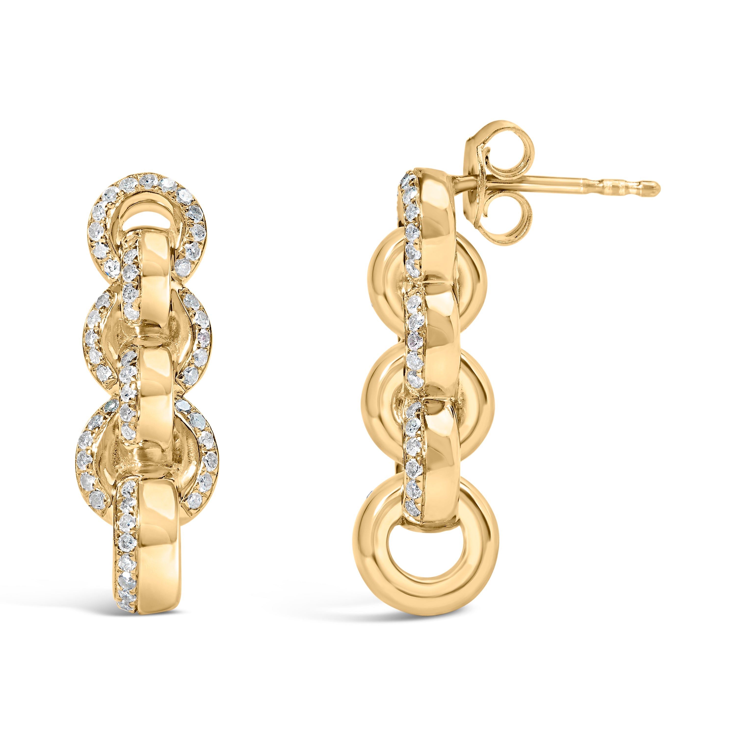 14K Yellow Gold Plated .925 Sterling Silver 1/2 Cttw Diamond Chain Link Drop Earrings (H-I Color, I1-I2 Clarity) by Bids.com