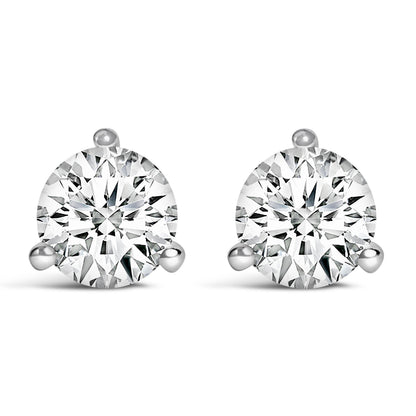 14K White Gold 2.0 Cttw 3-Prong Martini Set Brilliant Round-Cut Solitaire Lab Grown Diamond Screwback Stud Earrings (F-G Color, VS1-VS2 Clarity) by Bids.com