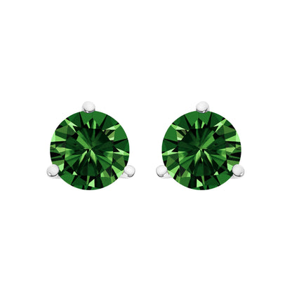14K White Gold 1.0 Cttw 3-Prong Martini Set Lab Grown Green Diamond Solitaire Stud Earrings by Bids.com