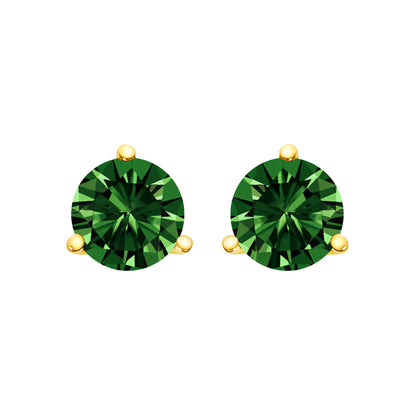 14K White Gold 1.0 Cttw 3-Prong Martini Set Lab Grown Green Diamond Solitaire Stud Earrings by Bids.com