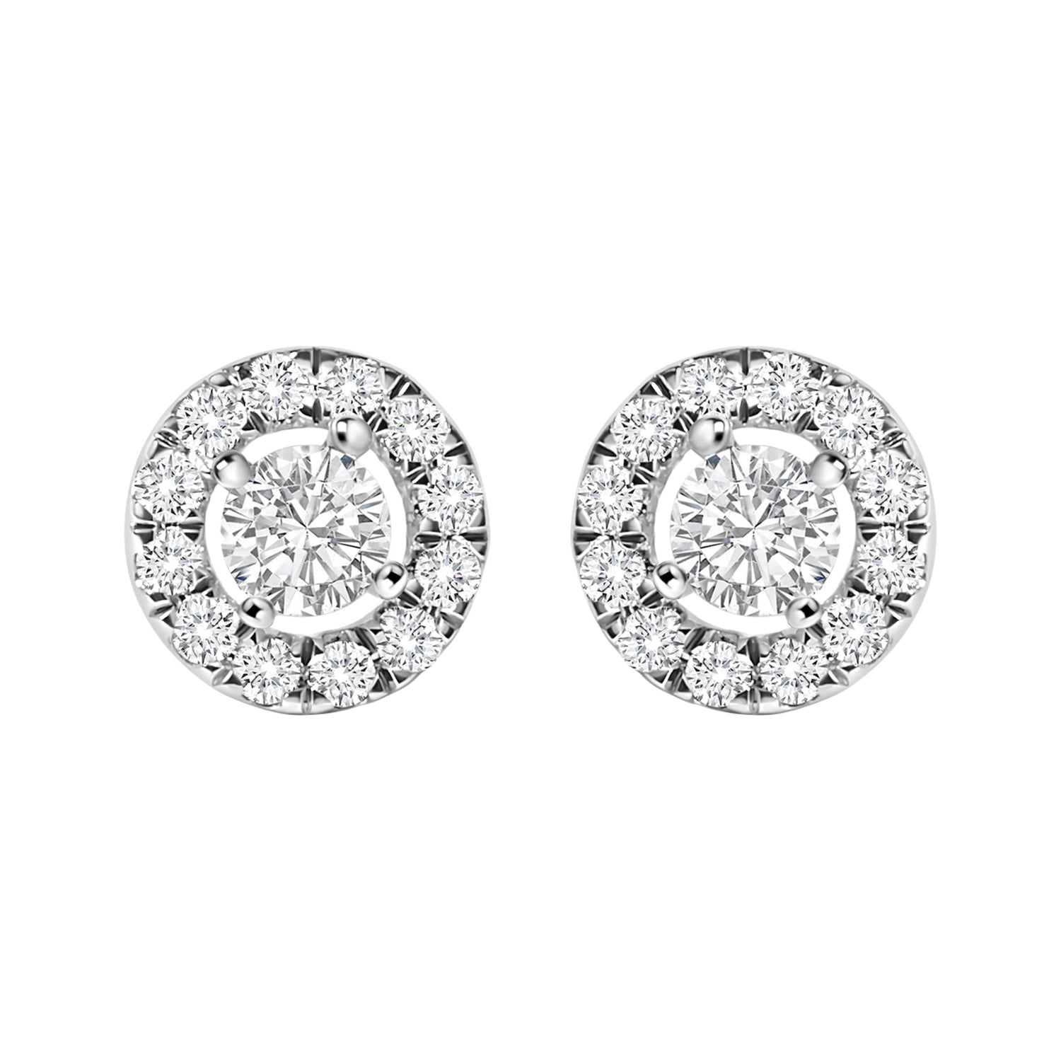 14K White Gold 3/4 Cttw Lab-Grown Diamond Floating Halo Stud Earring (F-G Color, VS1-VS2 Clarity) by Bids.com