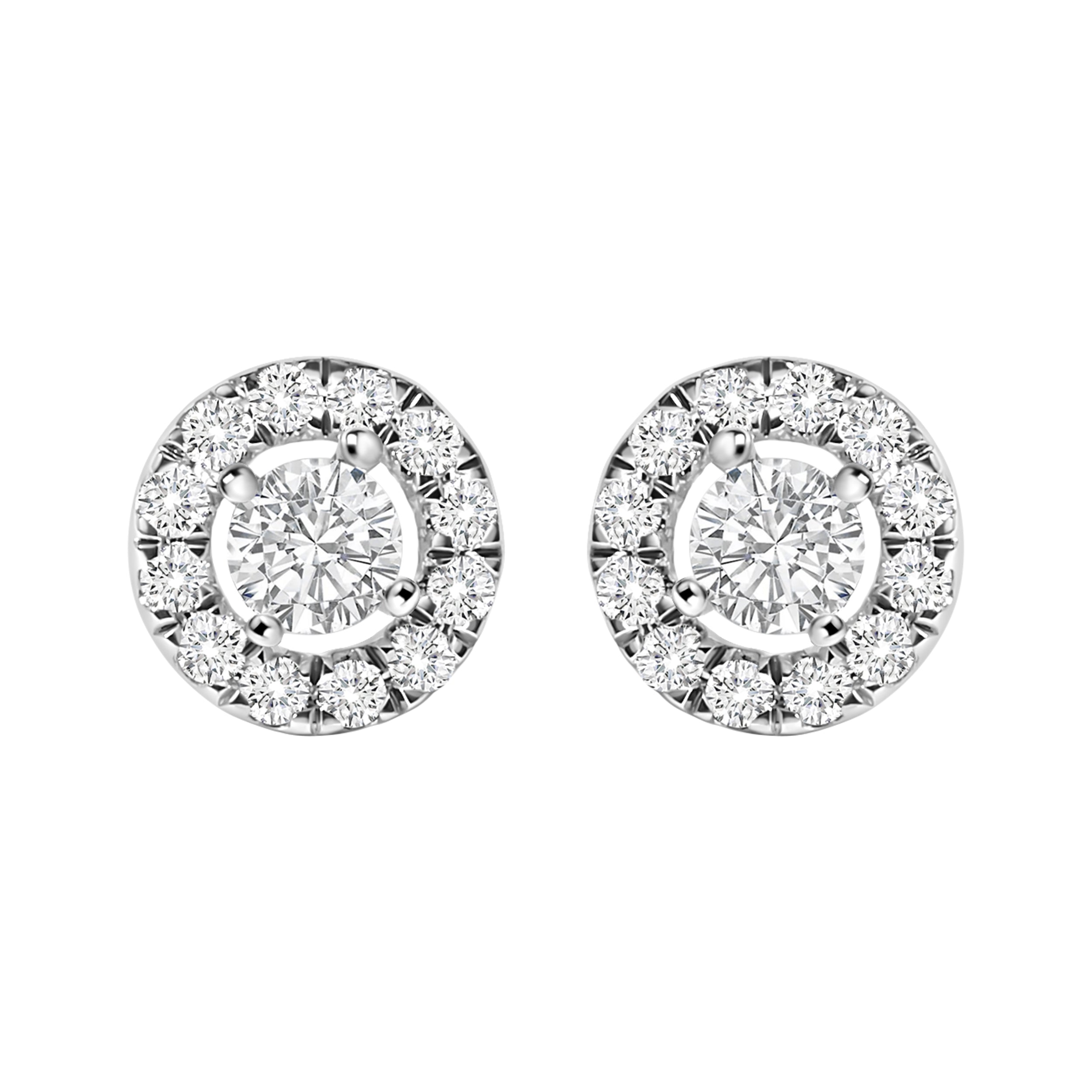 14K White Gold 3/4 Cttw Lab-Grown Diamond Floating Halo Stud Earring (F-G Color, VS1-VS2 Clarity) by Bids.com