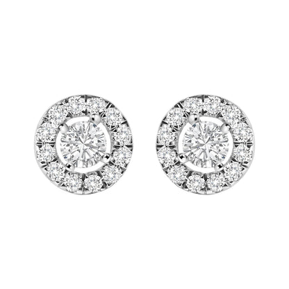 14K White Gold 3/4 Cttw Lab-Grown Diamond Floating Halo Stud Earring (F-G Color, VS1-VS2 Clarity) by Bids.com