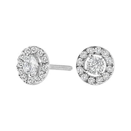 14K White Gold 3/4 Cttw Lab-Grown Diamond Floating Halo Stud Earring (F-G Color, VS1-VS2 Clarity) by Bids.com