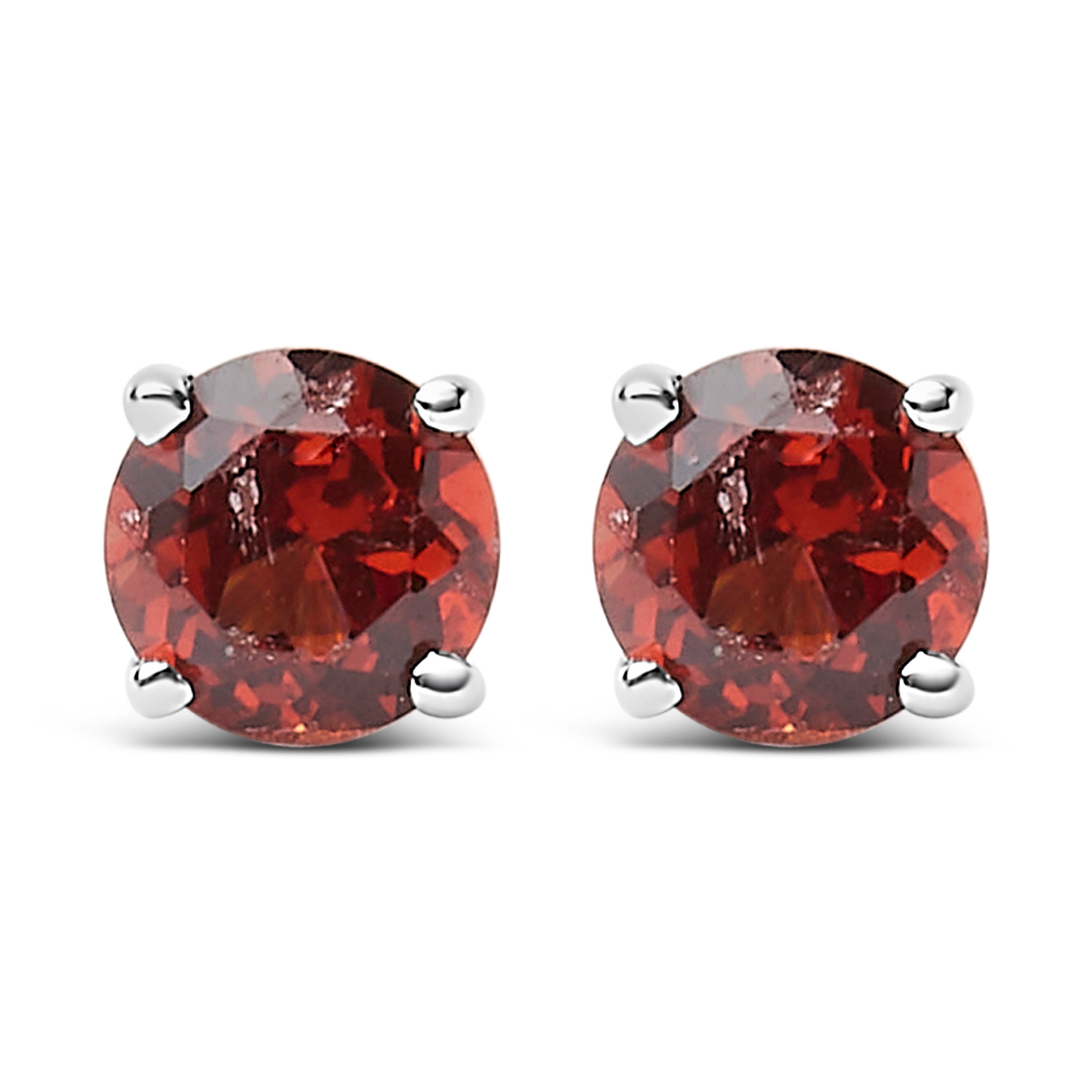 .925 Sterling Silver 3.5 MM Created Round Red Garnet Solitaire Stud Earrings by Bids.com
