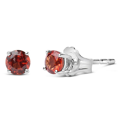.925 Sterling Silver 3.5 MM Created Round Red Garnet Solitaire Stud Earrings by Bids.com