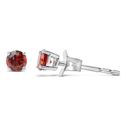 .925 Sterling Silver 3.5 MM Created Round Red Garnet Solitaire Stud Earrings by Bids.com