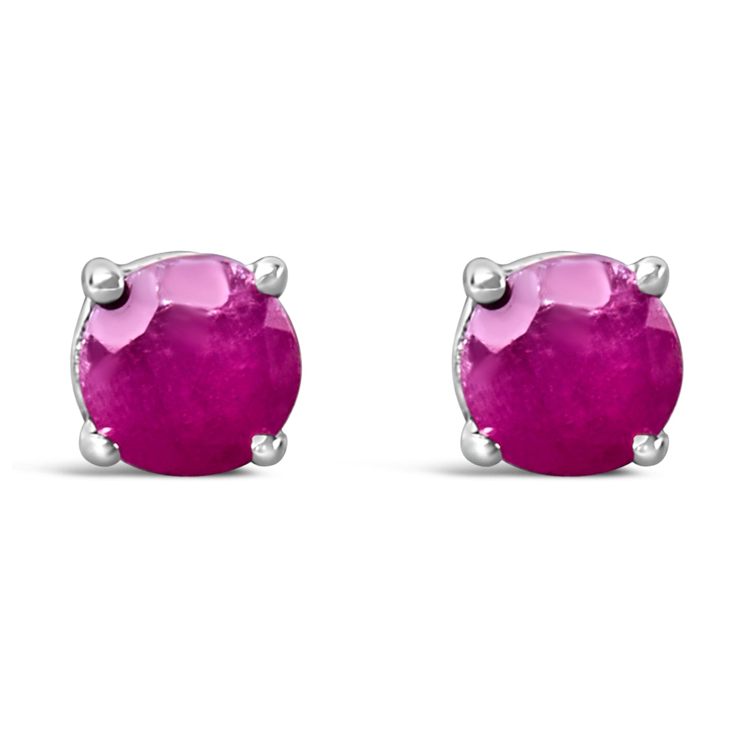 .925 Sterling Silver 3.5 MM Created Round Red Garnet Solitaire Stud Earrings by Bids.com