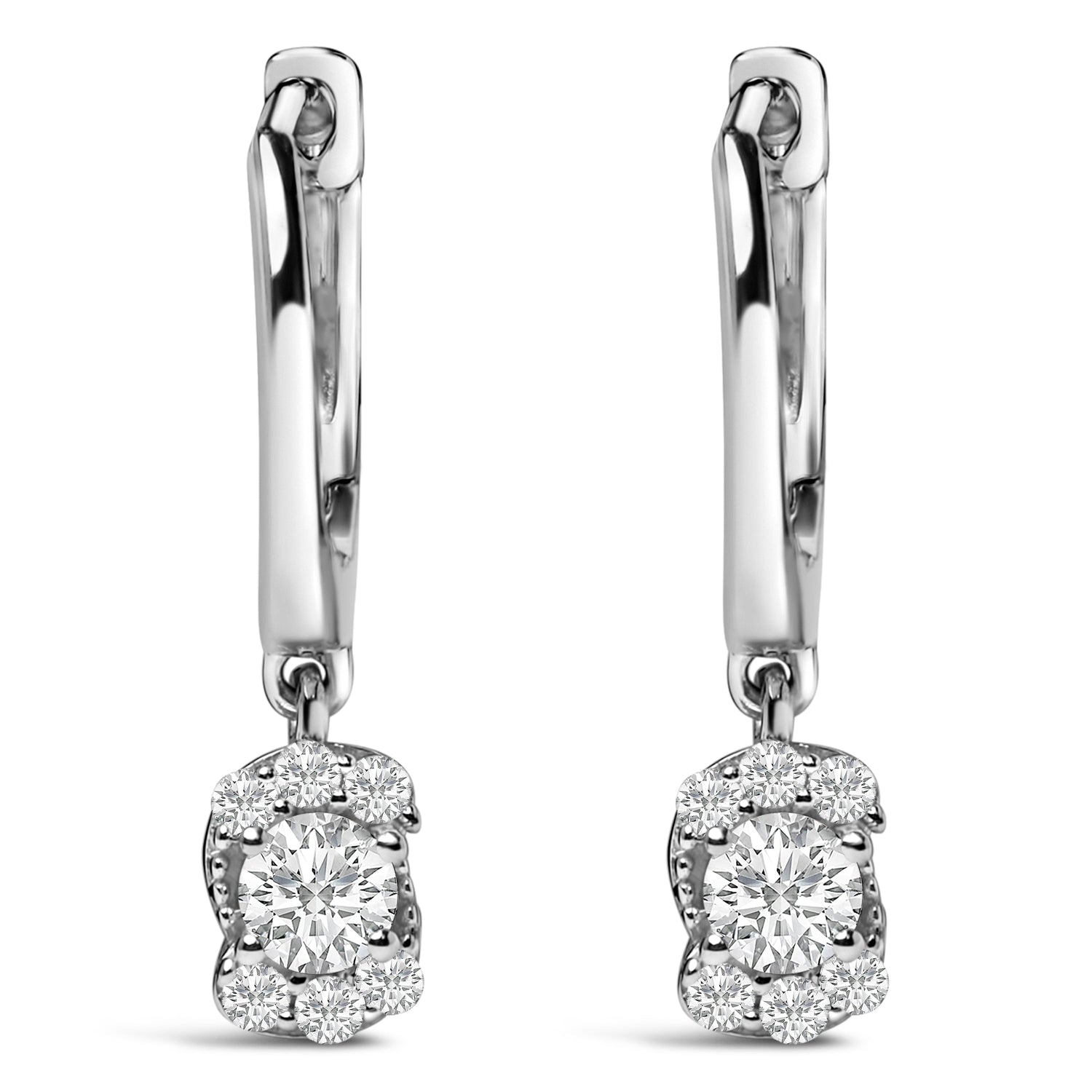 Sterling Silver 1/2 Cttw Lab Grown Diamond Floral Cluster Drop Earrings by Bids.com