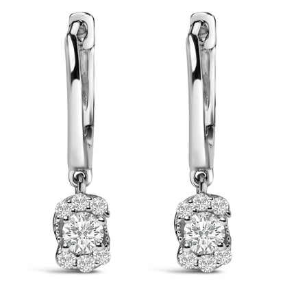 Sterling Silver 1/2 Cttw Lab Grown Diamond Floral Cluster Drop Earrings by Bids.com