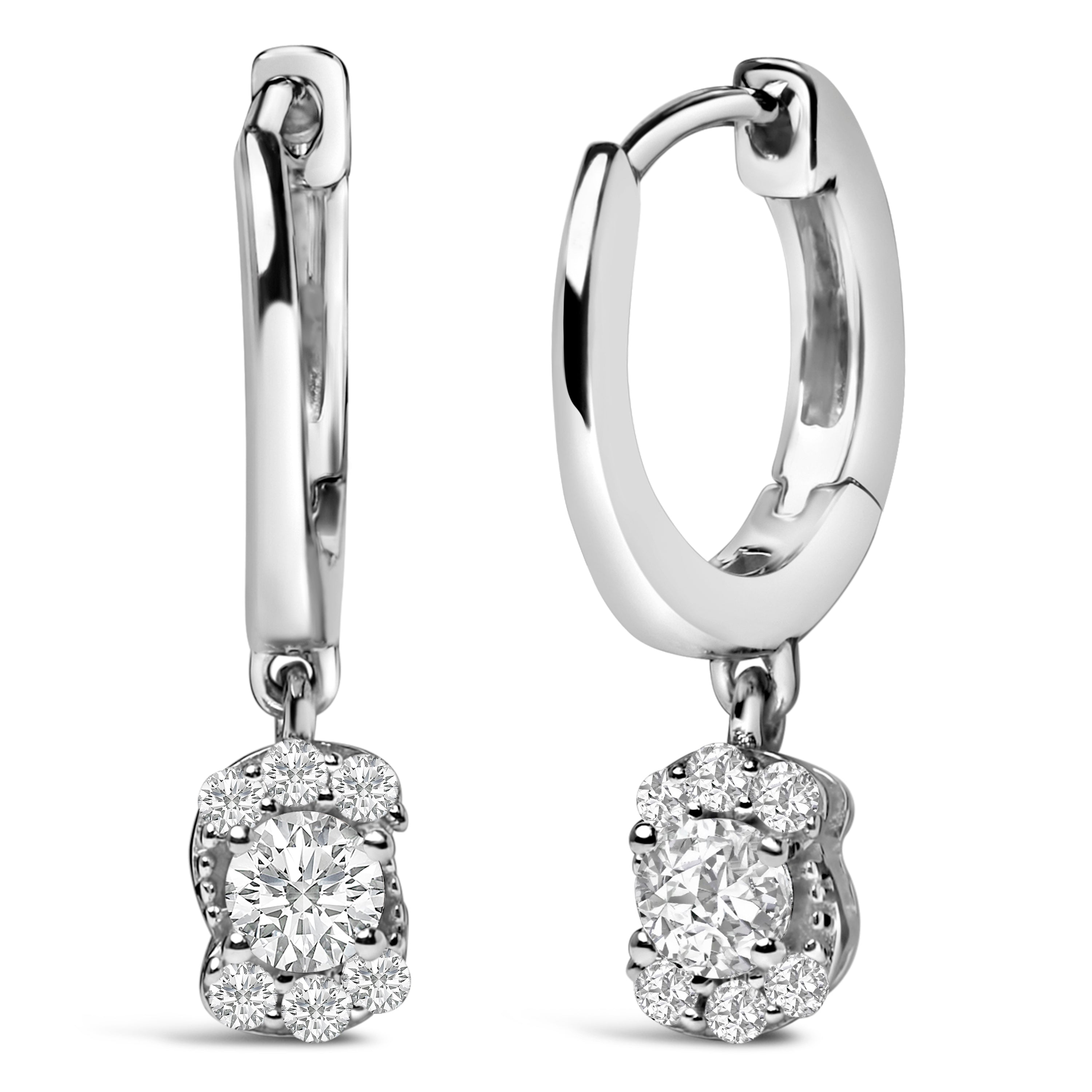 Sterling Silver 1/2 Cttw Lab Grown Diamond Floral Cluster Drop Earrings by Bids.com