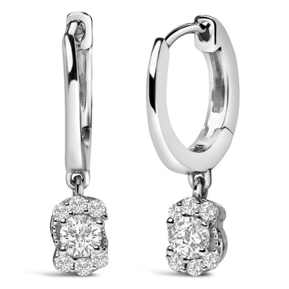 Sterling Silver 1/2 Cttw Lab Grown Diamond Floral Cluster Drop Earrings by Bids.com