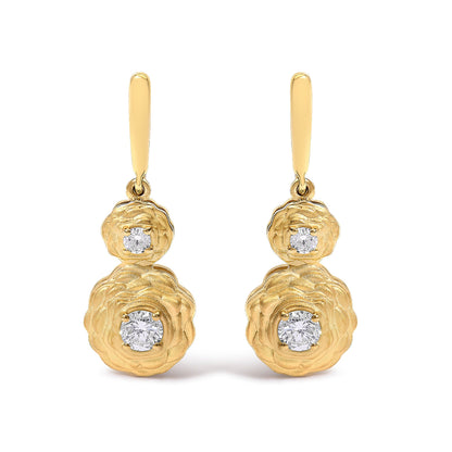 14K Yellow Gold Plated Sterling Silver 1/2 Cttw Lab Grown Diamond Matte Finish Drop Earrings by Bids.com