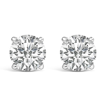 14K White Gold 1.00 Cttw Lab Grown Diamond Solitaire Stud Earrings  DestGlow