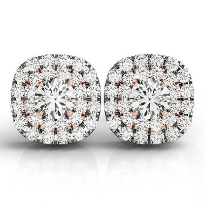 14k White and Rose Gold Cushion Shape Halo Diamond Earrings (3/4 cttw) by Bids.com