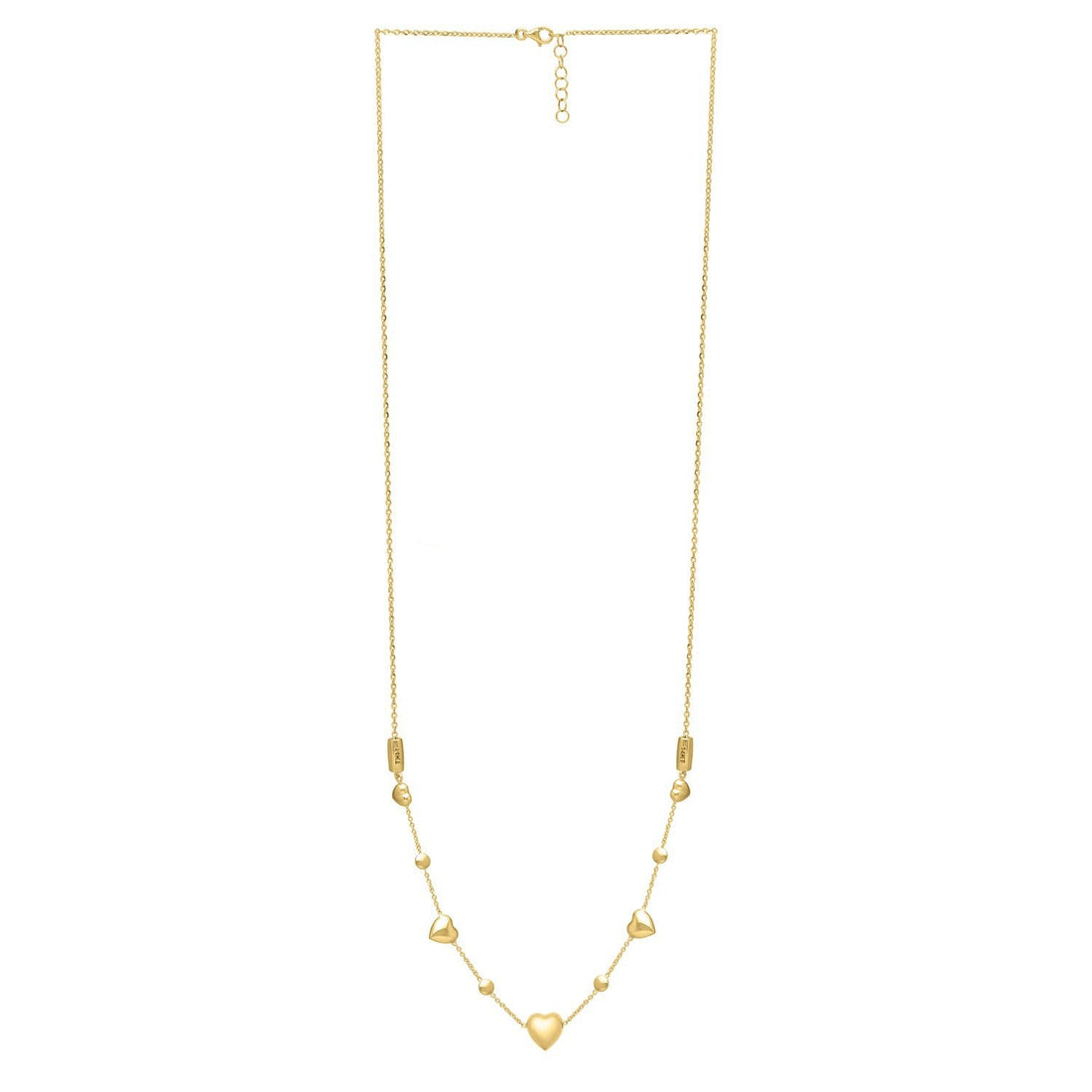 14k Yellow Gold Puff Heart Adjustable Necklace by Bids.com