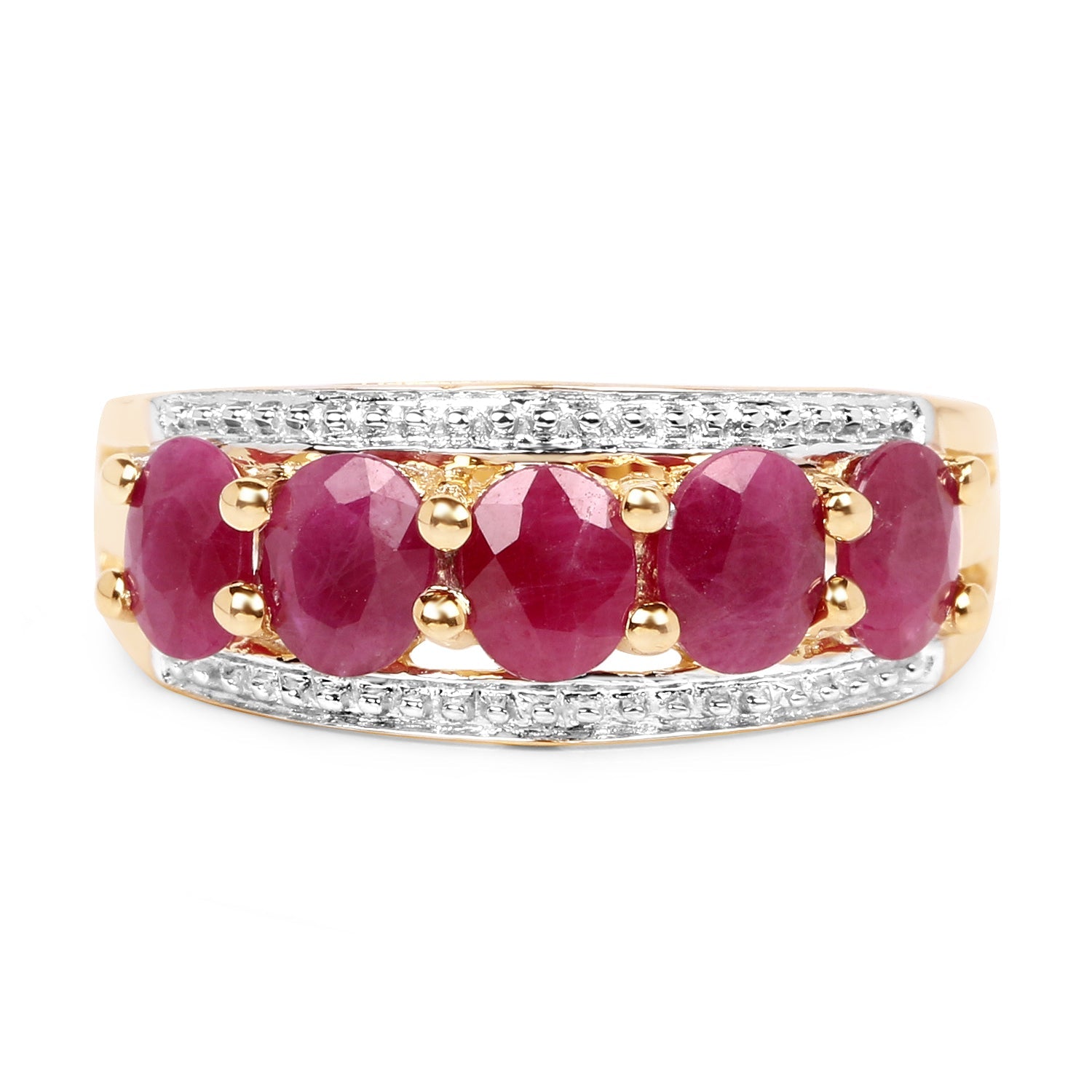 14K Yellow Gold Plated 1.90 Carat Genuine Ruby .925 Sterling Silver Ring by Bids.com