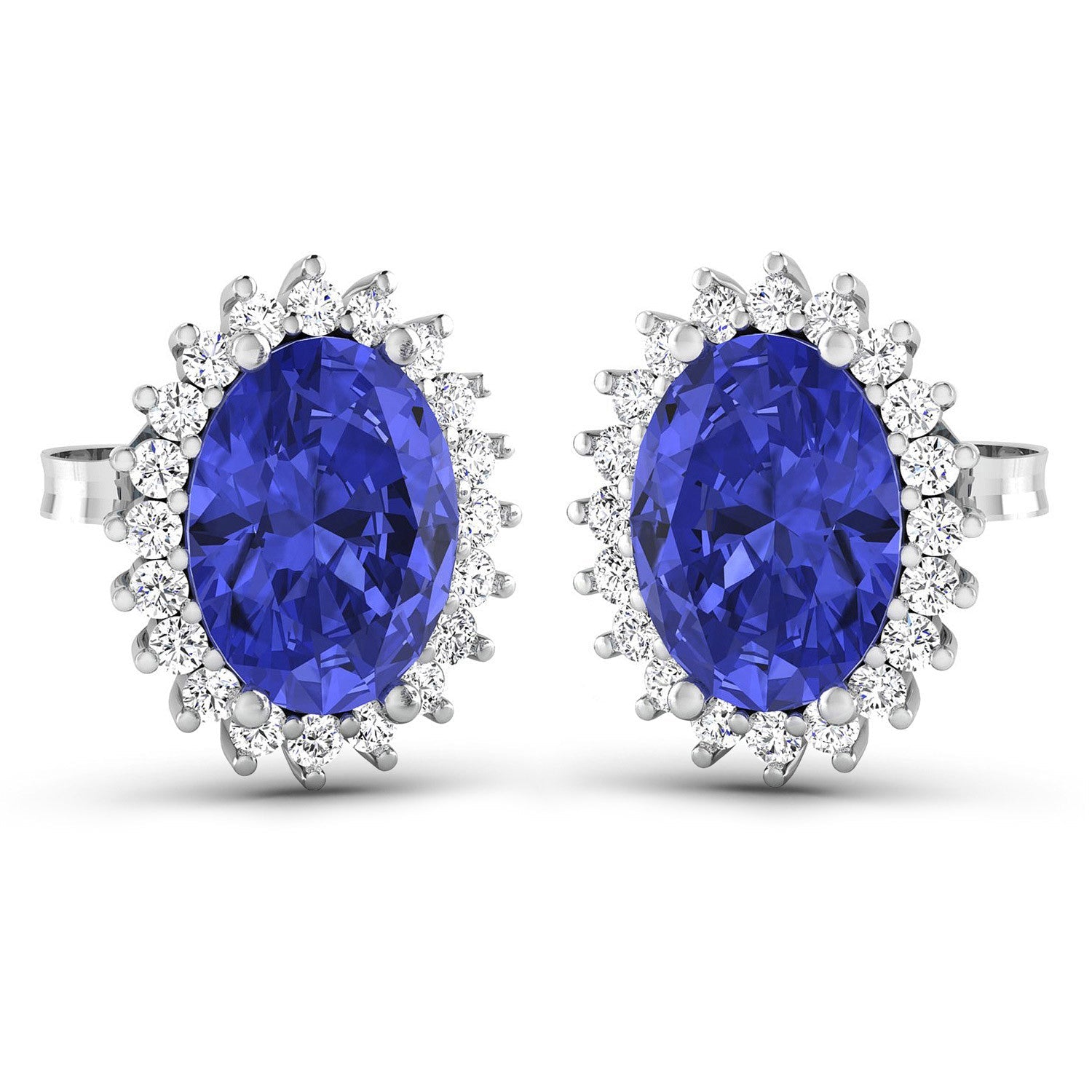2.56 Carat Genuine Tanzanite and White Diamond 14K White Gold Earrings by Bids.com