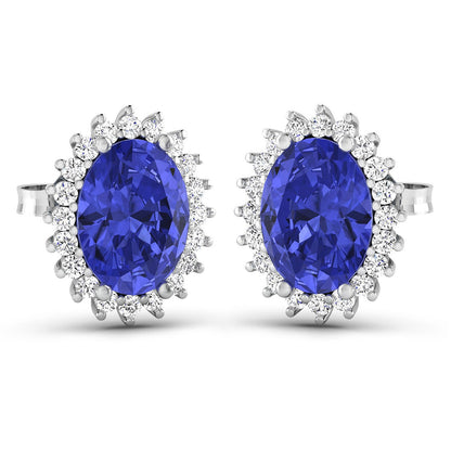 2.56 Carat Genuine Tanzanite and White Diamond 14K White Gold Earrings by Bids.com