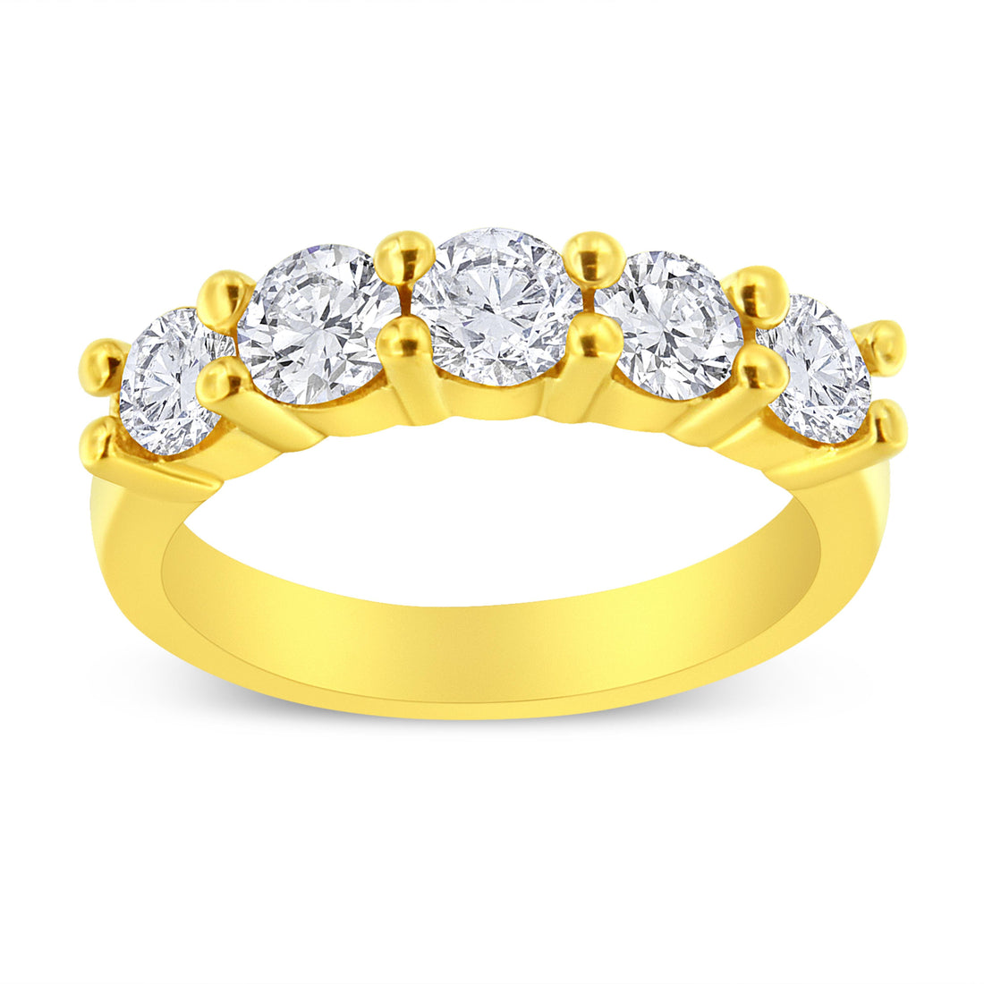 14K Yellow Gold Plated .925 Sterling Silver 1 1/2 Cttw Shared Prong Set Brilliant Round-Cut Diamond Anniversary or Wedding Band Ring (K-L Color, SI2-I1 Clarity) - Size 7 by Bids.com