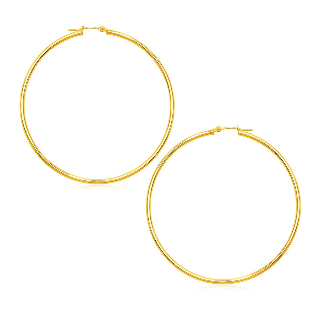 14k Yellow Gold Polished Large Round Hoop Earrings by Bids.com