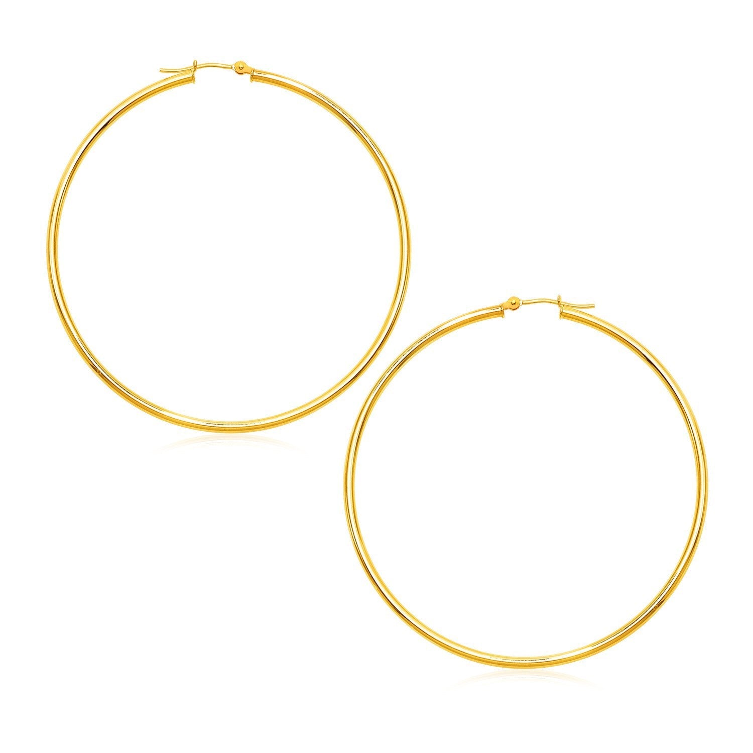 14k Yellow Gold Polished Large Round Hoop Earrings by Bids.com