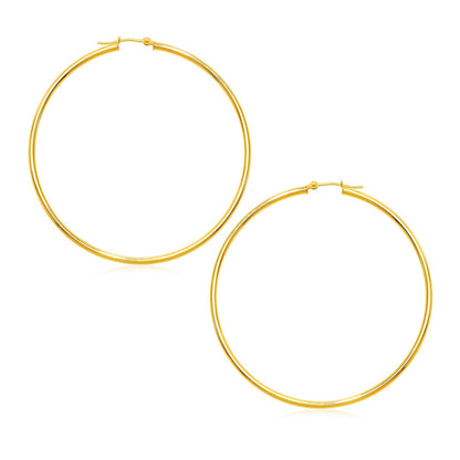 14k Yellow Gold Polished Large Round Hoop Earrings by Bids.com