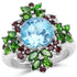 5.76 Carat Genuine Blue Topaz, Chrome Diopside & Garnet .925 Sterling Silver Ring by Bids.com