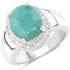 4.72 Carat Genuine Emerald and White Diamond .925 Sterling Silver Ring by Bids.com