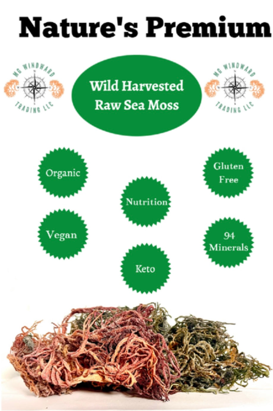 Pure Certified Wild Harvested Organic Purple Raw Sea Moss by Seamoss Global