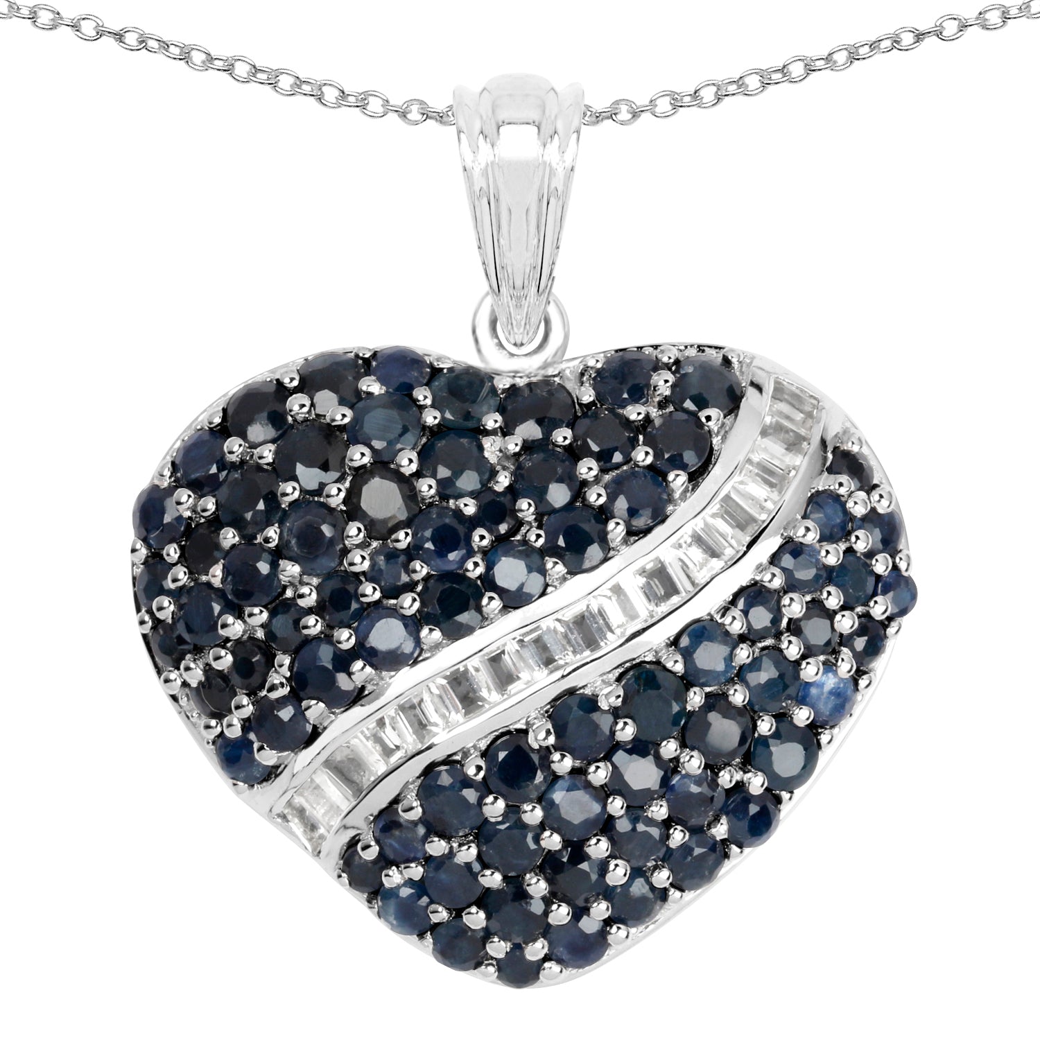 4.60 Carat Genuine Blue Sapphire and White Topaz .925 Sterling Silver Pendant by Bids.com