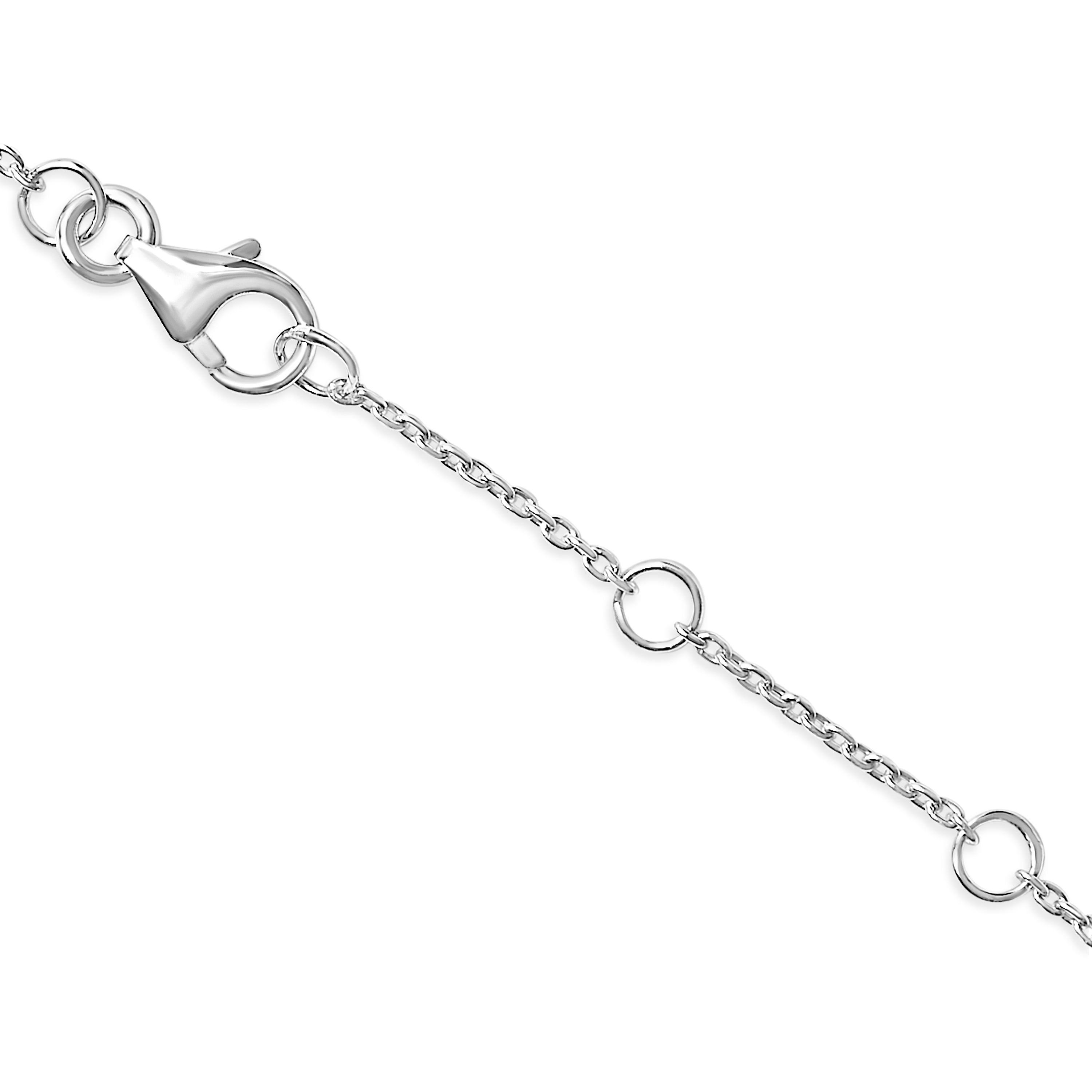 10K White Gold Diamond Accent "A" Initial Charm and Link Bracelet by Bids.com