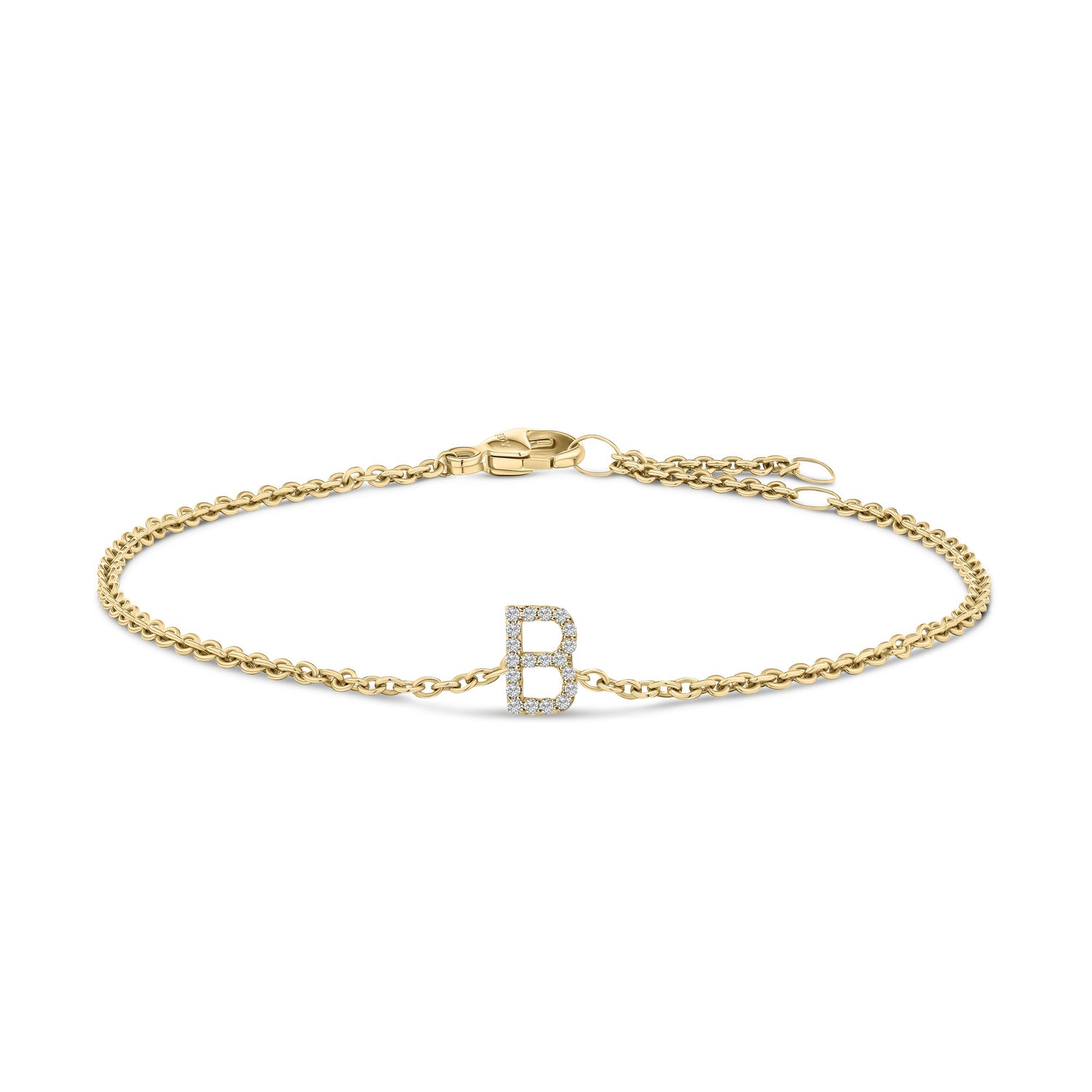 10K White Gold Diamond Accent "A" Initial Charm and Link Bracelet by Bids.com