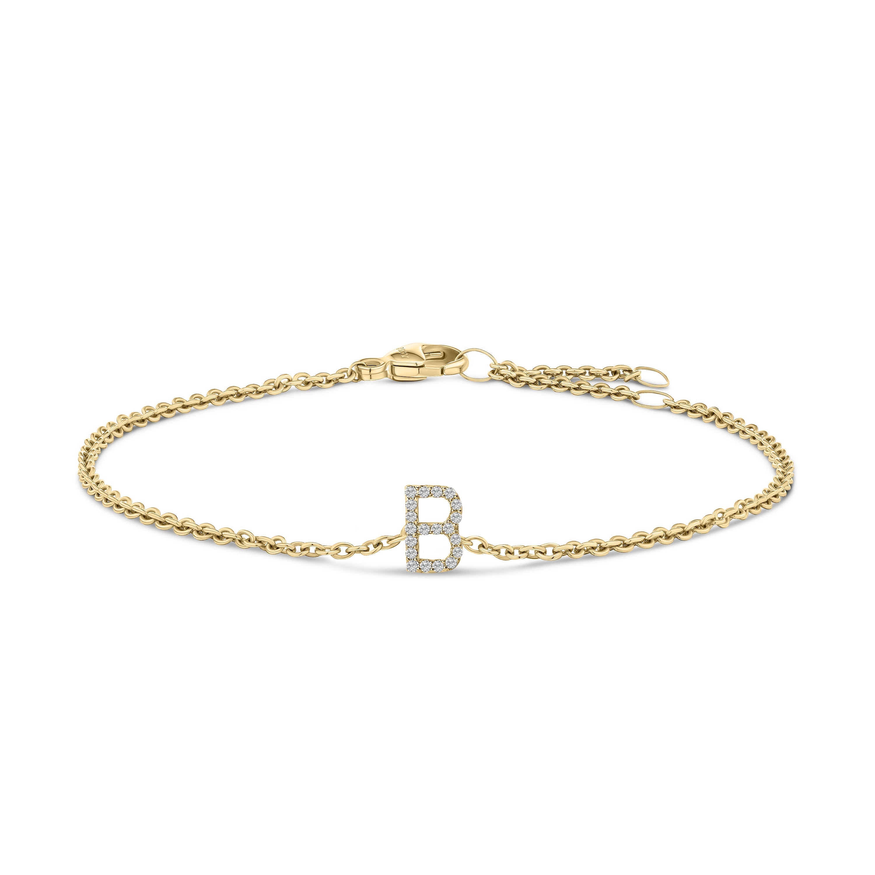10K White Gold Diamond Accent "A" Initial Charm and Link Bracelet by Bids.com