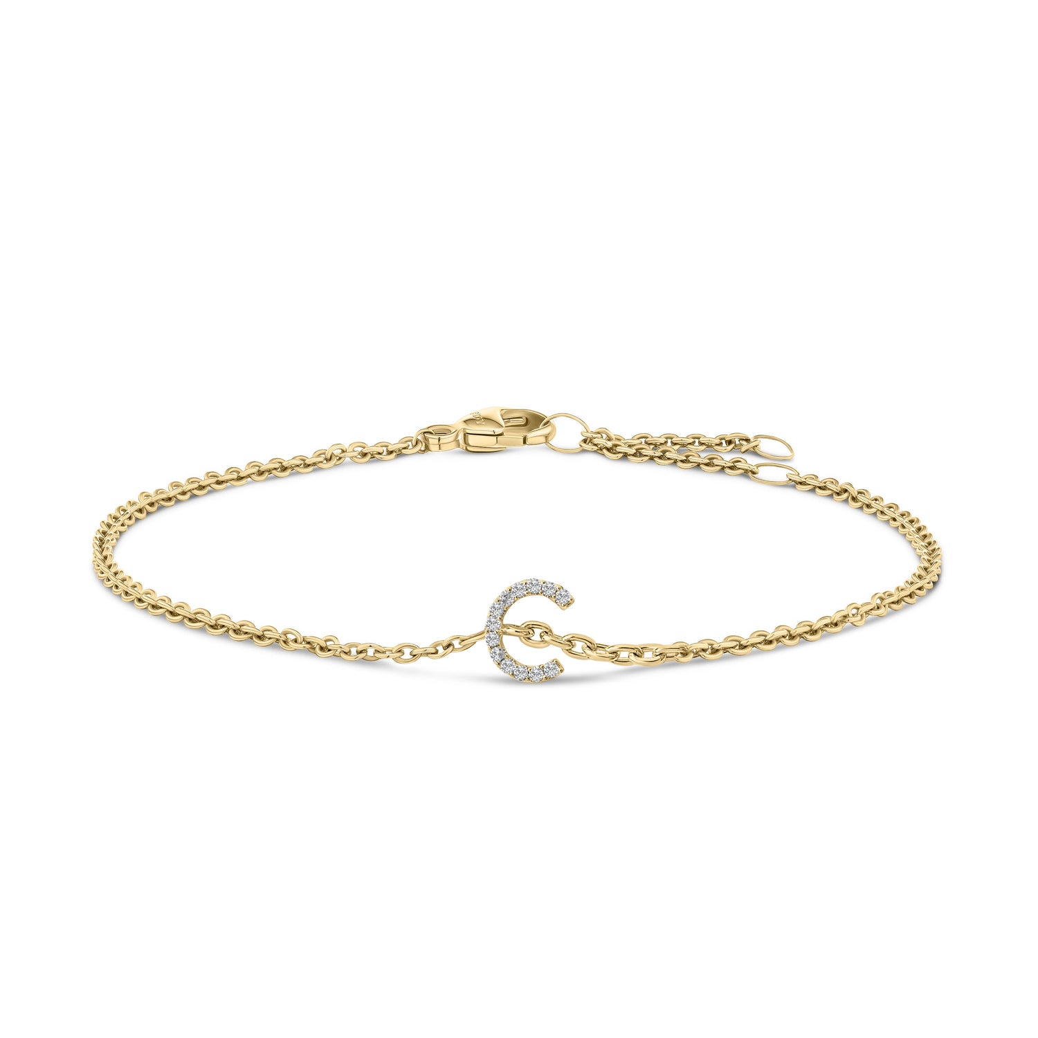 10K White Gold Diamond Accent "A" Initial Charm and Link Bracelet by Bids.com