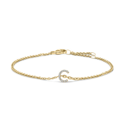 10K White Gold Diamond Accent "A" Initial Charm and Link Bracelet by Bids.com