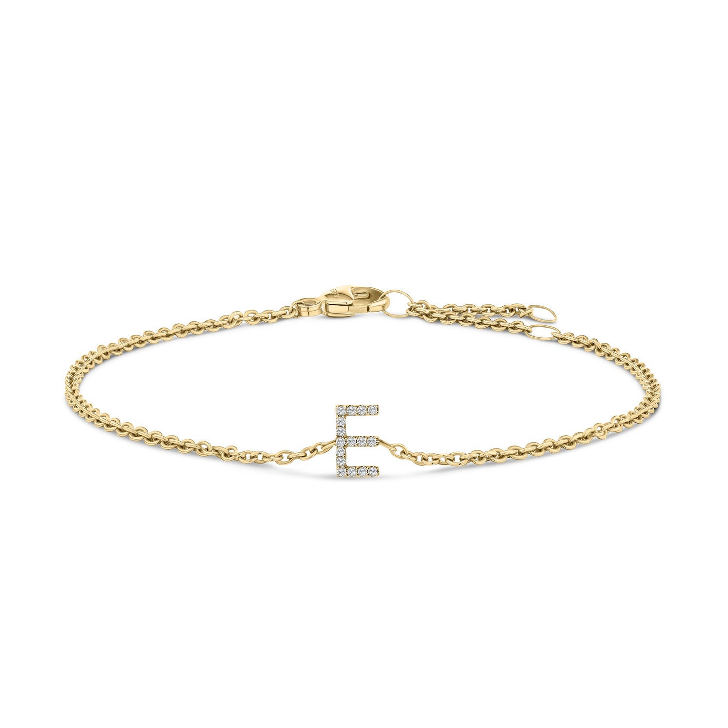 10K White Gold Diamond Accent "A" Initial Charm and Link Bracelet by Bids.com