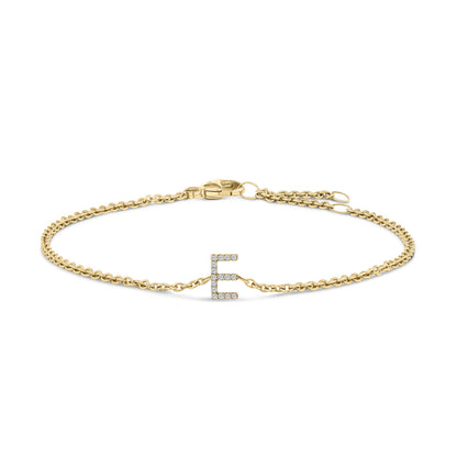 10K White Gold Diamond Accent "A" Initial Charm and Link Bracelet by Bids.com