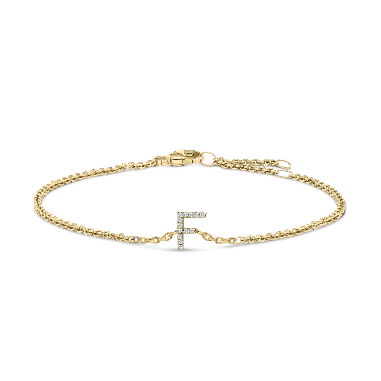 10K White Gold Diamond Accent "A" Initial Charm and Link Bracelet by Bids.com
