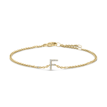 10K White Gold Diamond Accent "A" Initial Charm and Link Bracelet by Bids.com