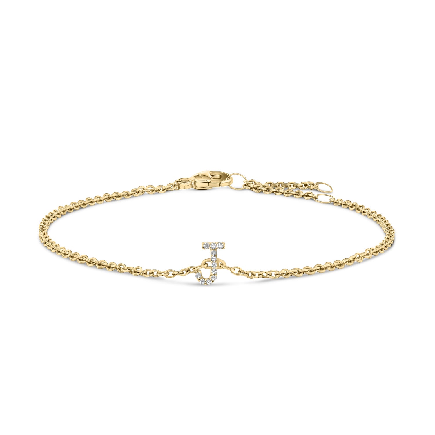 10K White Gold Diamond Accent "A" Initial Charm and Link Bracelet by Bids.com
