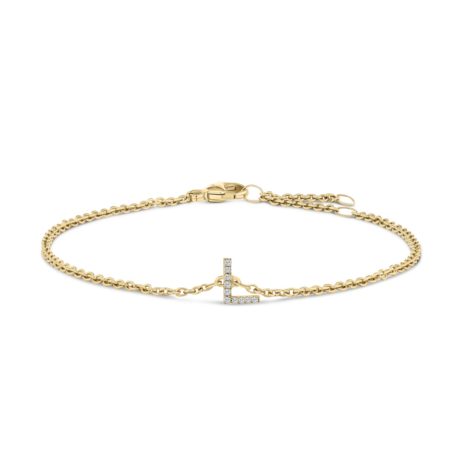 10K White Gold Diamond Accent "A" Initial Charm and Link Bracelet by Bids.com