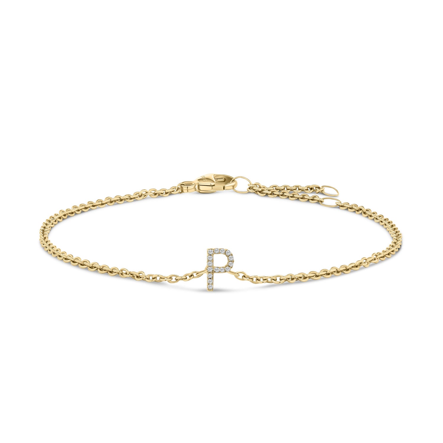 10K White Gold Diamond Accent "A" Initial Charm and Link Bracelet by Bids.com